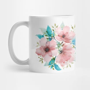 Watercolor Pink and Turquoise Botanical Arrangement 2 Mug